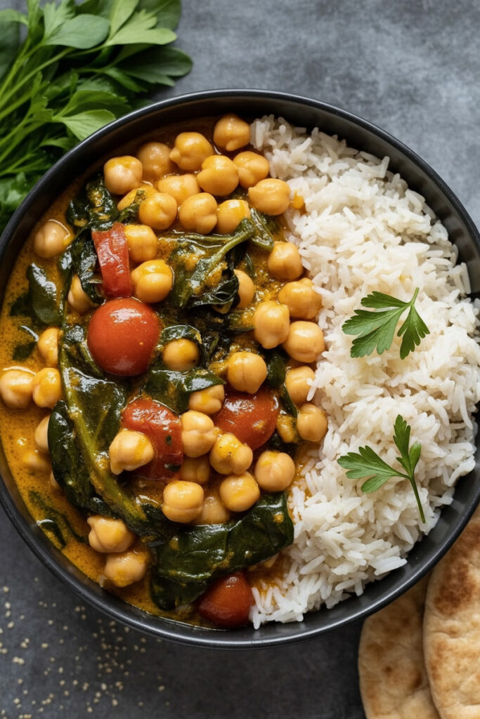 How to Serve Chickpea and Spinach Curry