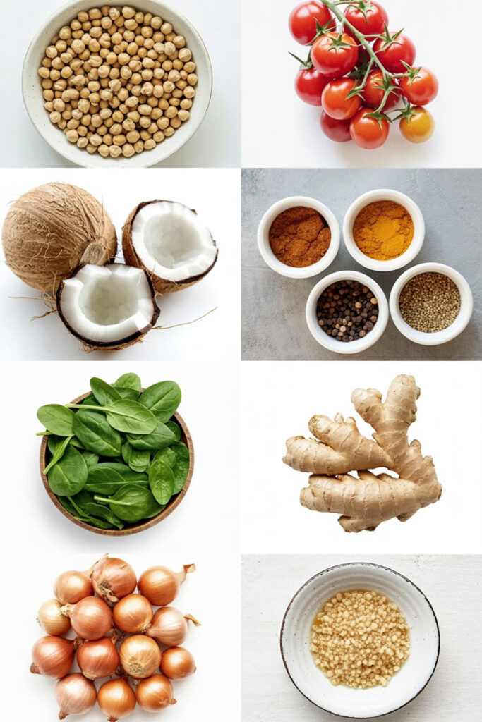 Chickpea and Spinach Curry Ingredients