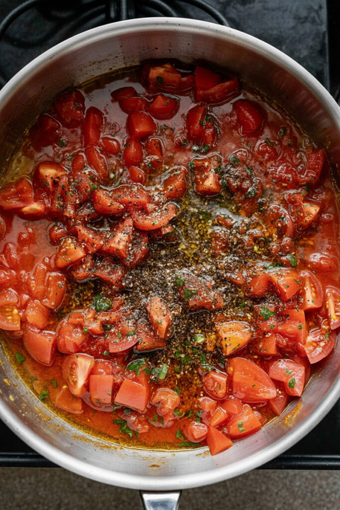 Indian chili powder, coriander, and tomato paste