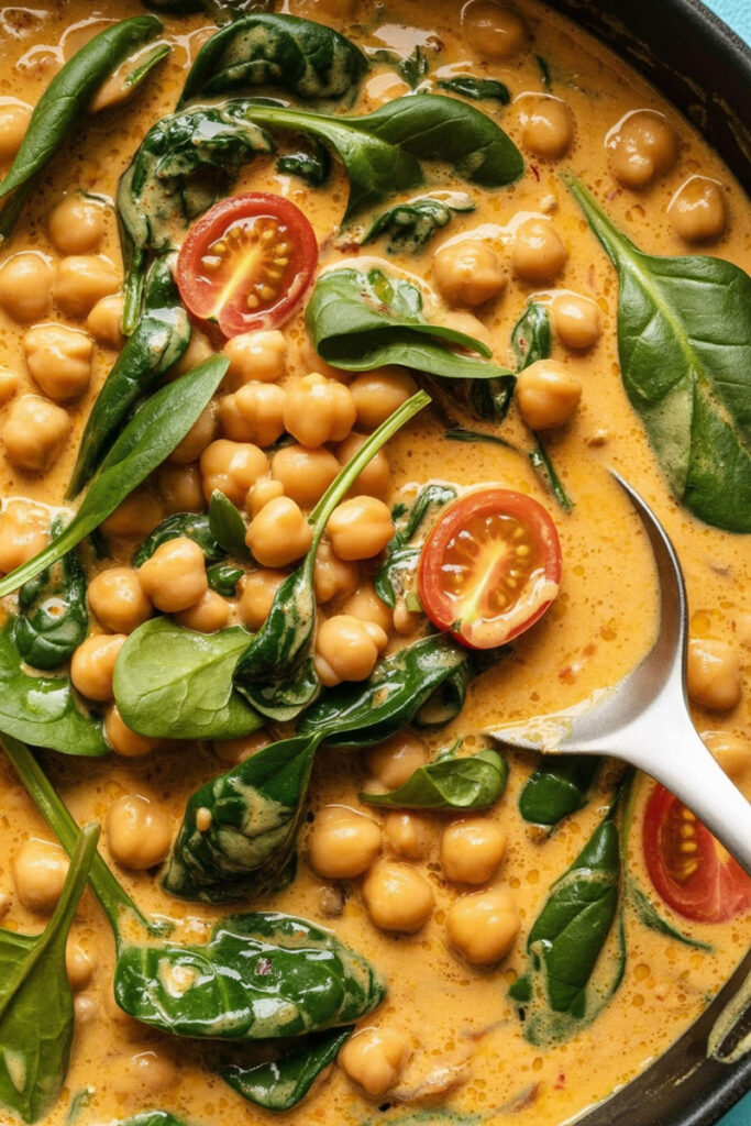Cooking Chickpea and Spinach Curry